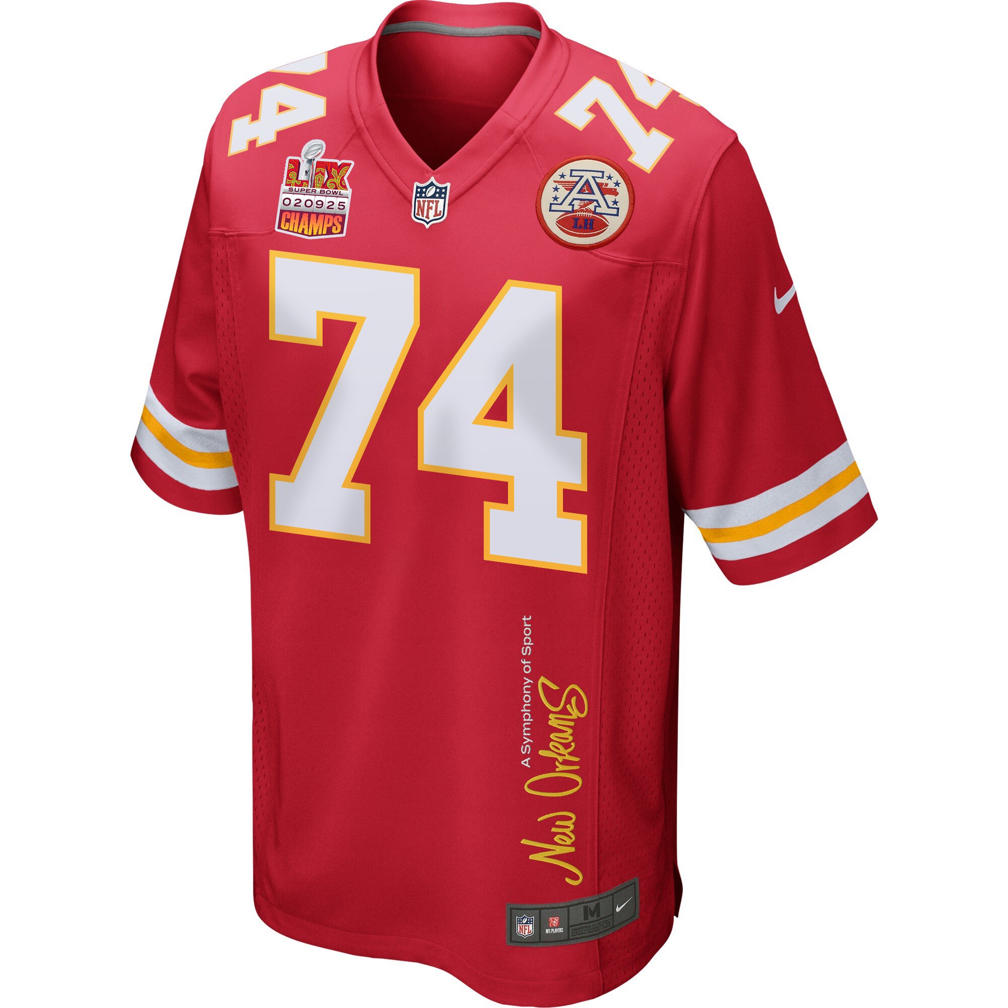 Jawaan Taylor 74 Kansas City Chiefs Super Bowl LIX Champions Patch 'New Orleans - A Symphony of Sport' EMBROIDERED Game Men Jersey - Red JS5491 Saliibo - Image 3
