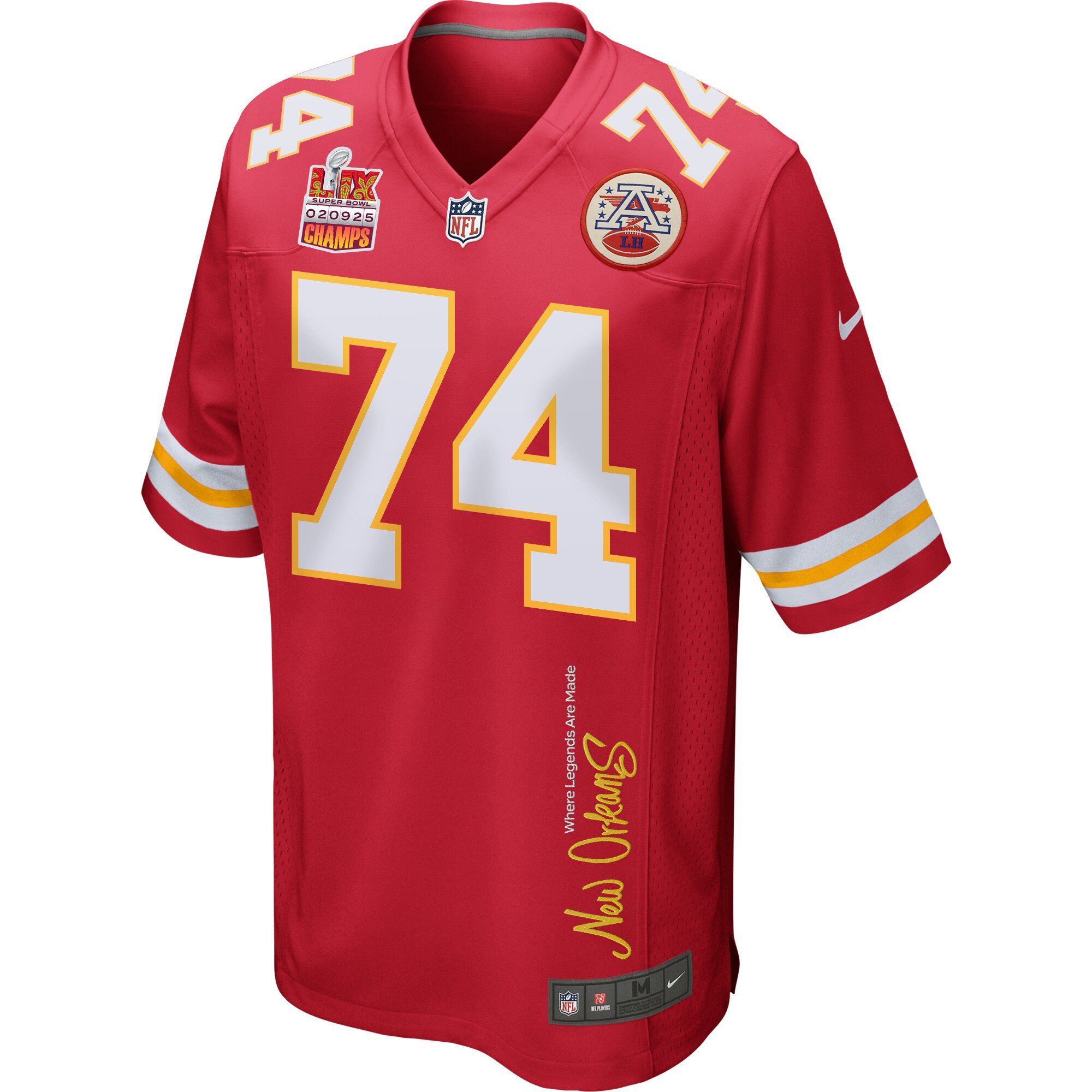 Jawaan Taylor 74 Kansas City Chiefs Super Bowl LIX Champions Patch 'New Orleans - Where Legends Are Made' EMBROIDERED Game Men Jersey - Red JS9049 Saliibo - Image 3