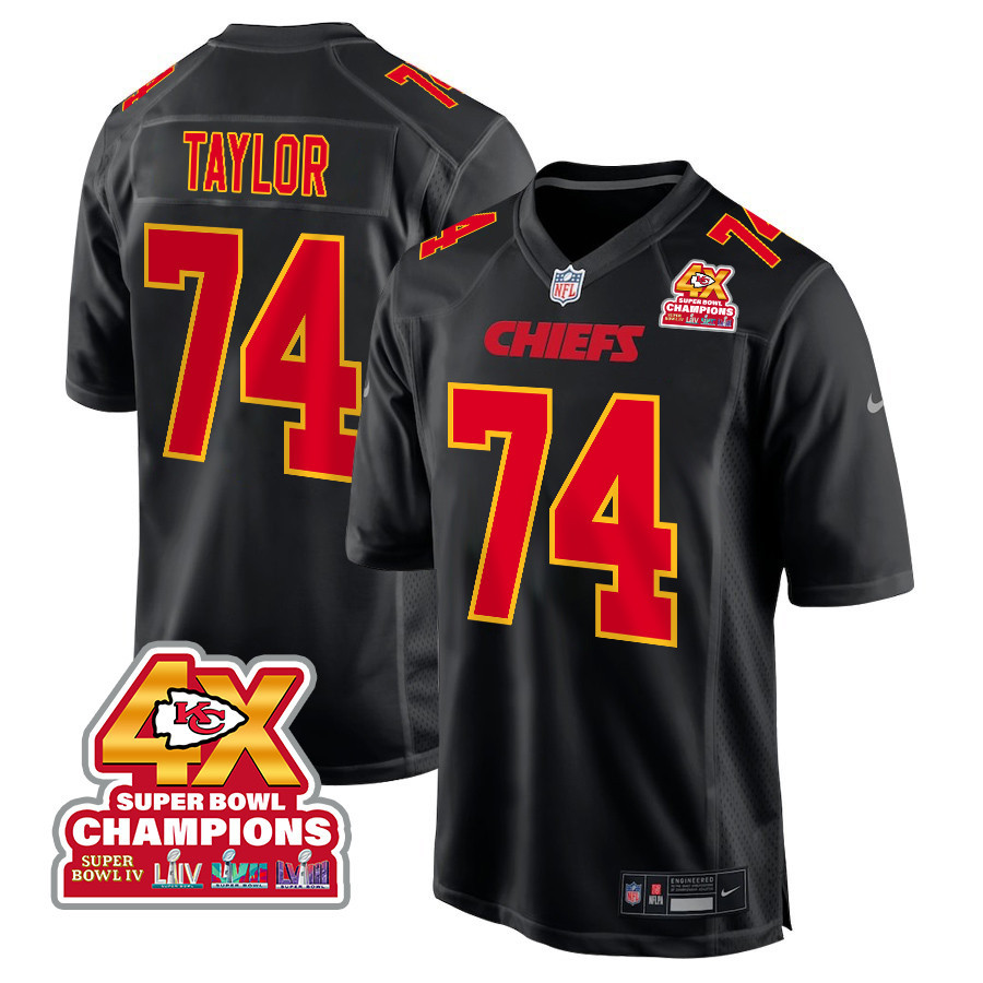 Jawaan Taylor 74 Kansas City Chiefs Super Bowl LVIII Champions 4X Fashion Game Men Jersey - Carbon Black JS6670 Saliibo
