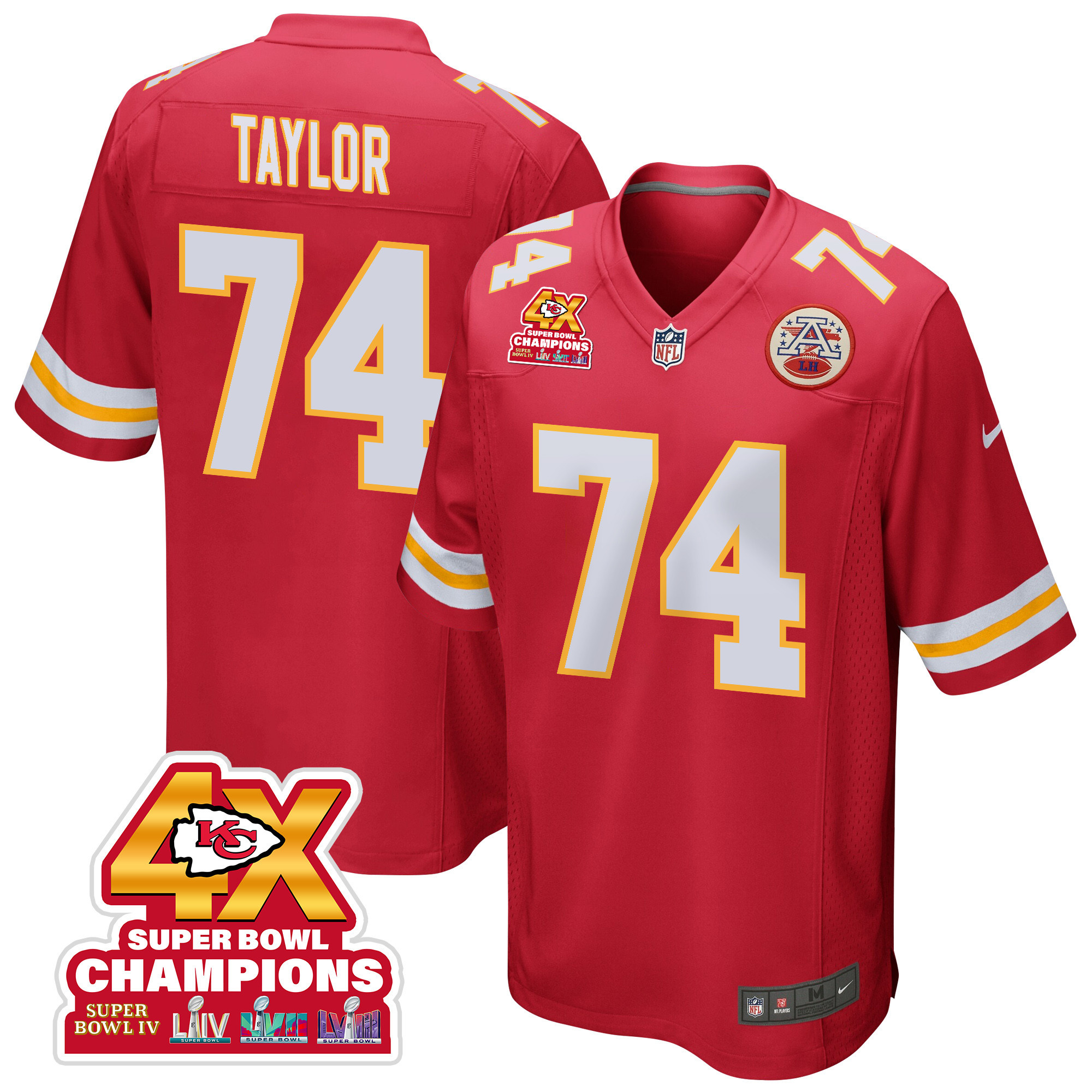 Jawaan Taylor 74 Kansas City Chiefs Super Bowl LVIII Champions 4X Game Men Jersey - Red JS6459 Saliibo