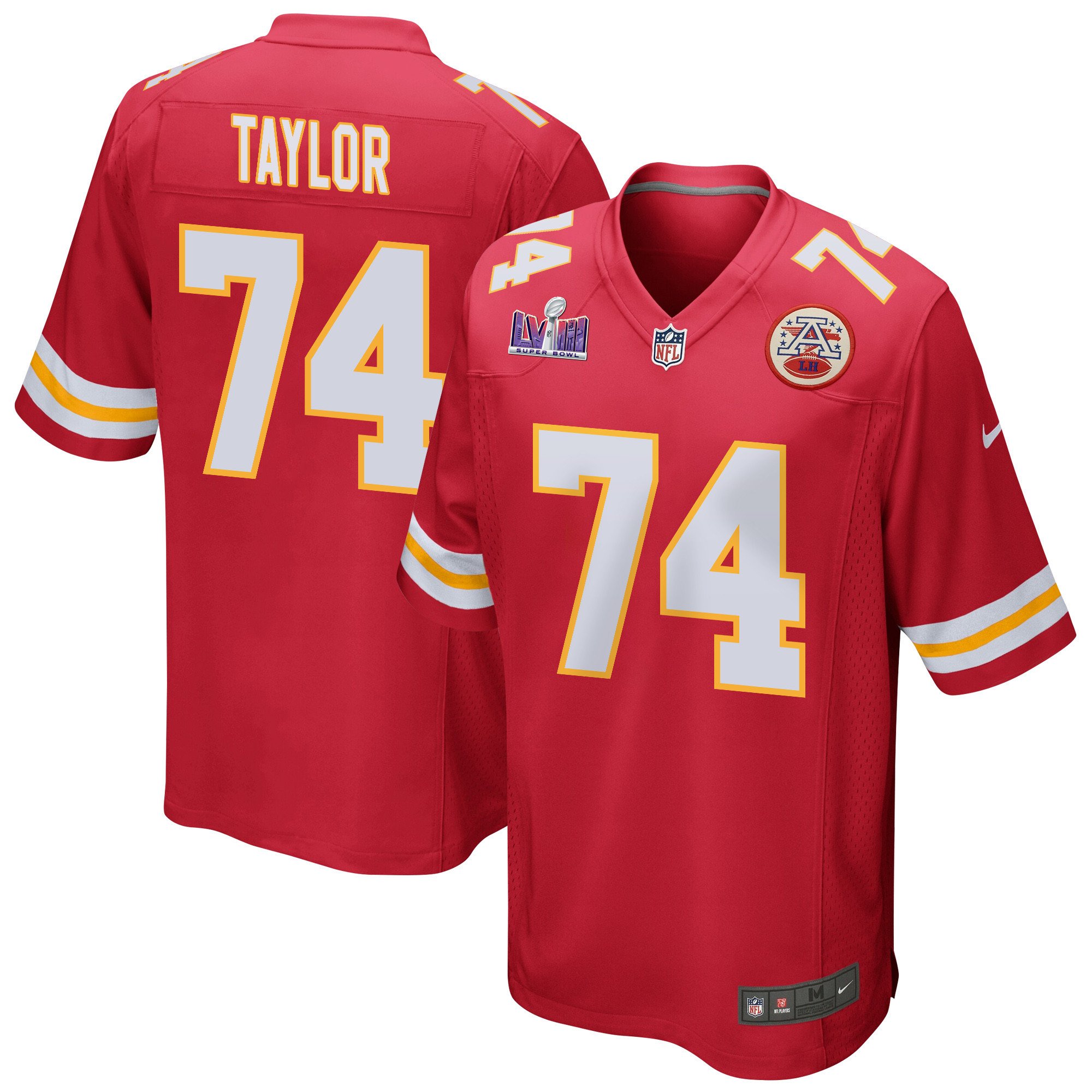 Jawaan Taylor 74 Kansas City Chiefs Super Bowl LVIII Patch Game Men Jersey - Red JS1355 Saliibo