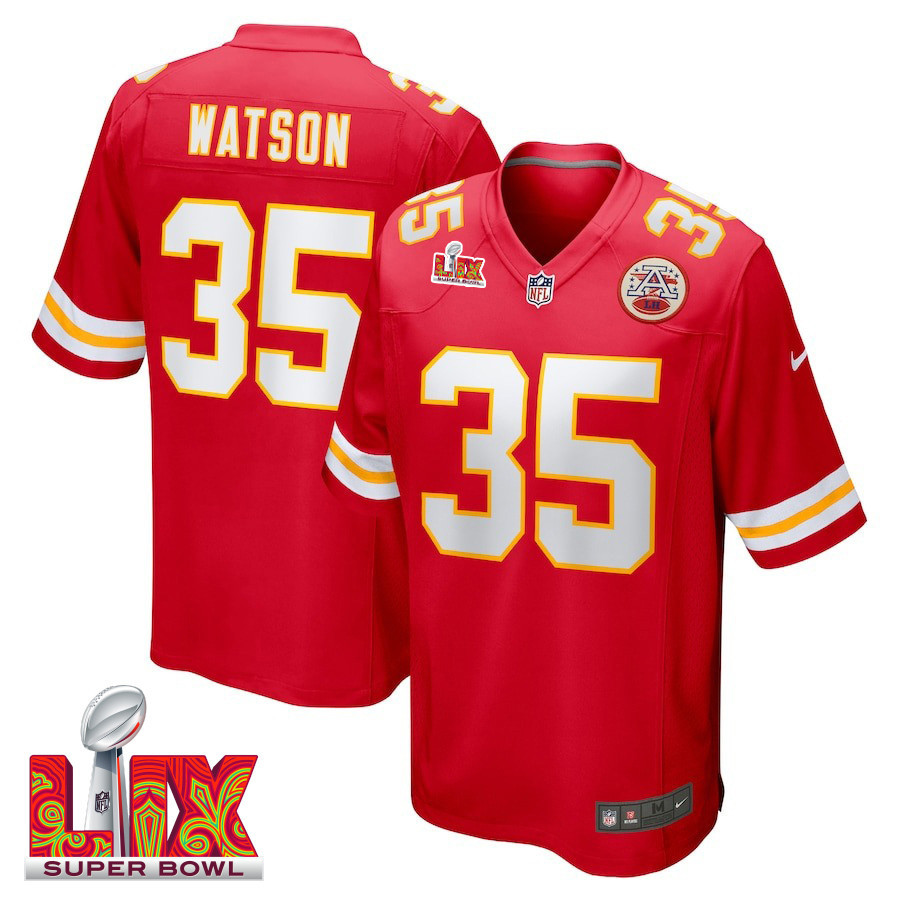 Jaylen Watson #35 Kansas City Chiefs Super Bowl LIX Jersey - Men's - Red JS7321 Saliibo