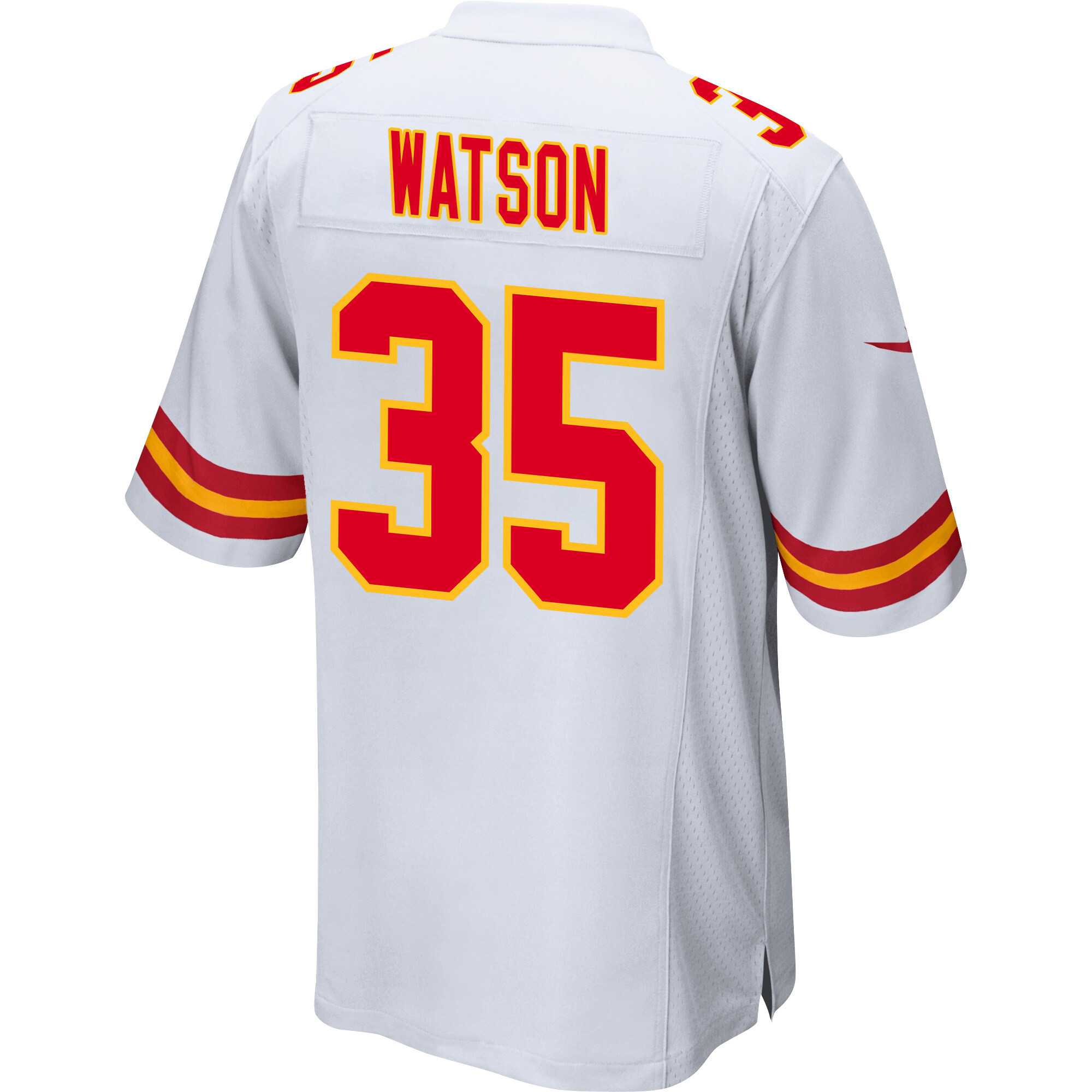 Jaylen Watson 35 Kansas City Chiefs Super Bowl LVIII Champions 4 Stars Patch Game Men Jersey - White JS2565 Saliibo - Image 3