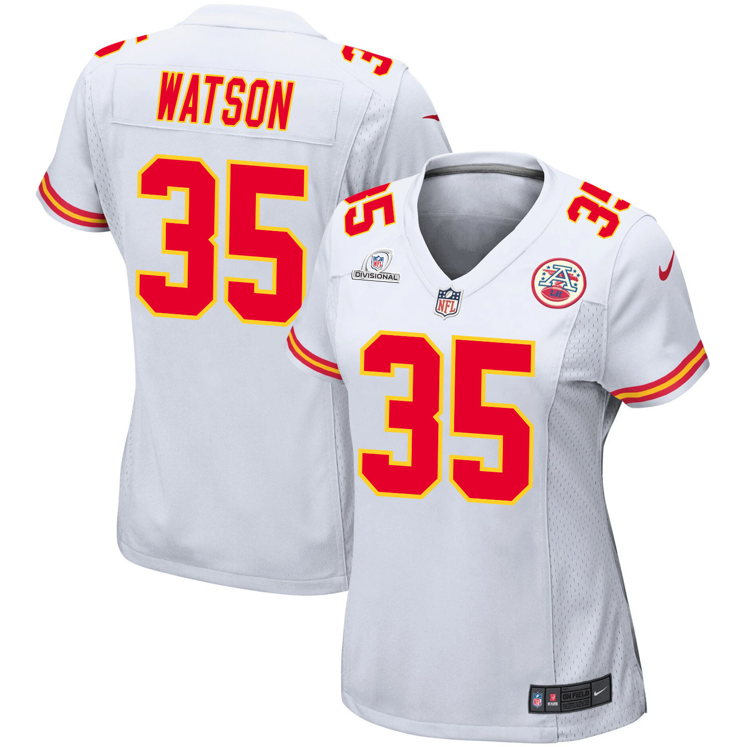 Jaylen Watson 35 Kansas City Chiefs Super Bowl LVIII Patch Game Women Jersey - White JS6733 Saliibo
