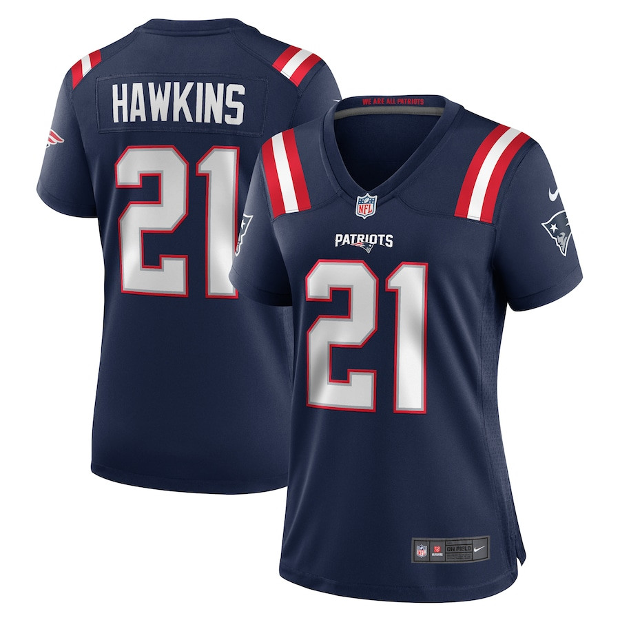 Jaylinn Hawkins 21 New England Patriots Women's Team Game Jersey - Navy JS9596 Saliibo