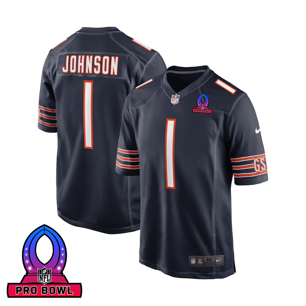 Jaylon Johnson 1 Chicago Bears 2025 Pro Bowl Patch Game Men Jersey - Navy JS1493 Saliibo