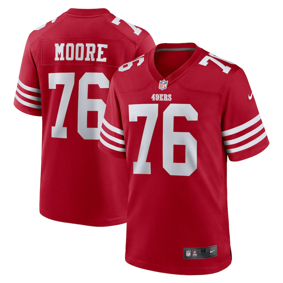 Jaylon Moore 76 San Francisco 49ers Game Men Jersey - Scarlet JS4445 Saliibo