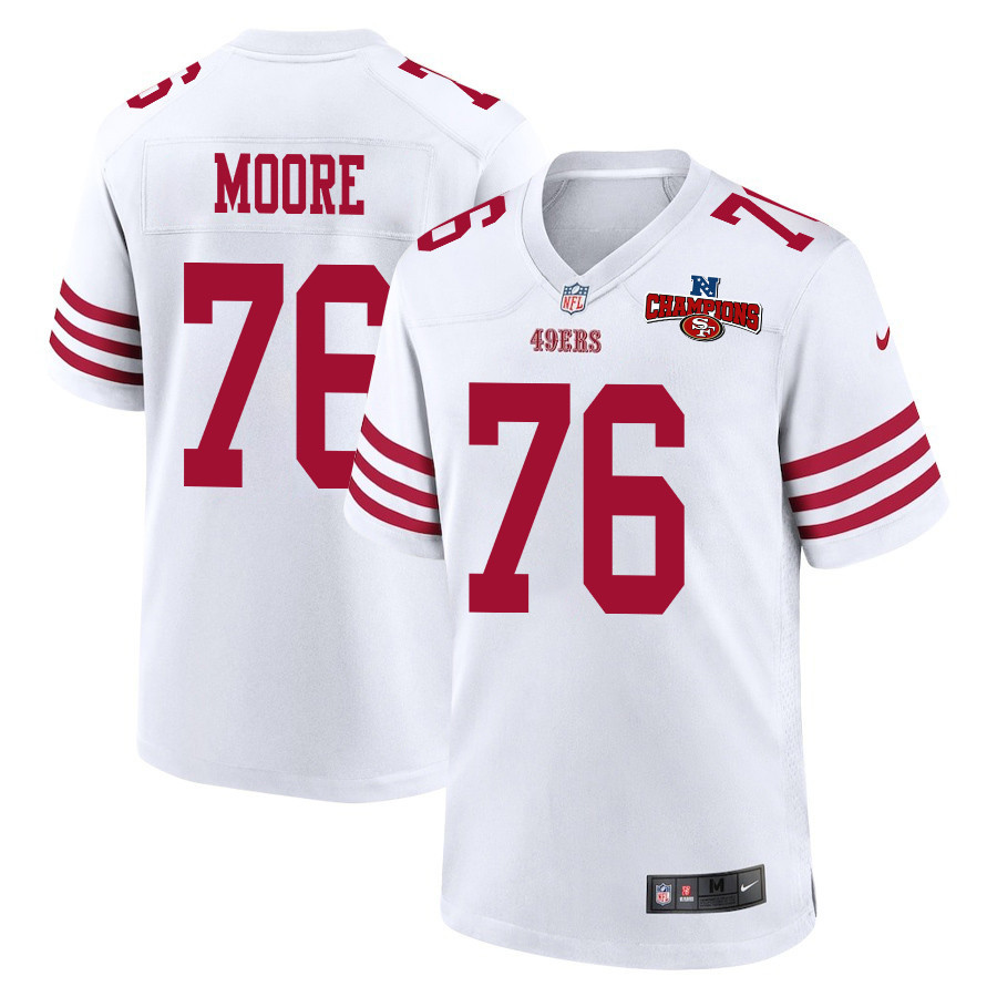 Jaylon Moore 76 San Francisco 49ers NFC Champions Patch Game Men Jersey - White JS7697 Saliibo