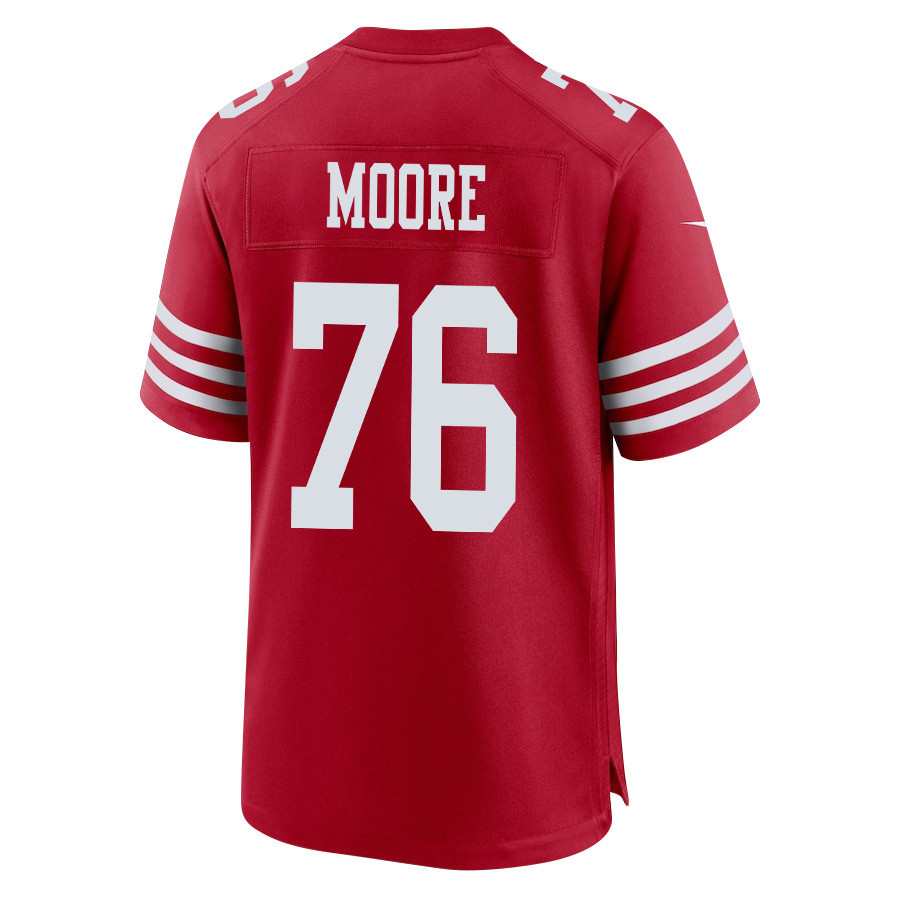 Jaylon Moore 76 San Francisco 49ers Super Bowl LVIII Patch Game Men Jersey - Scarlet JS3700 Saliibo - Image 3