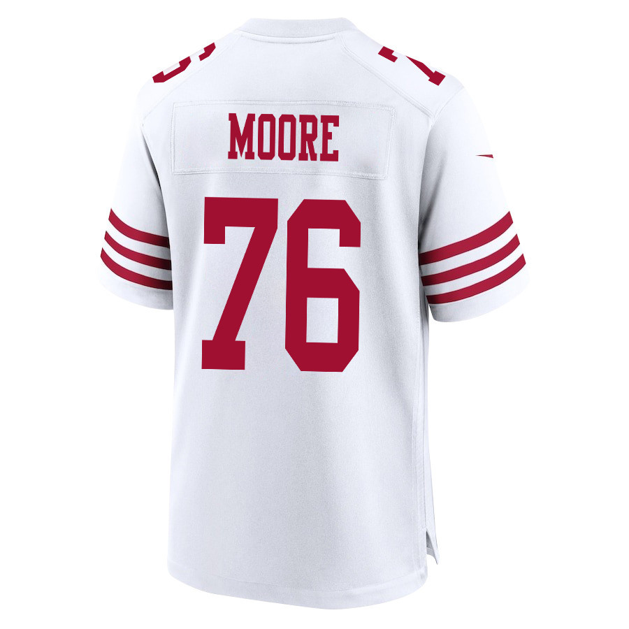 Jaylon Moore 76 San Francisco 49ers Super Bowl LVIII Patch Game Men Jersey - White JS6333 Saliibo - Image 3