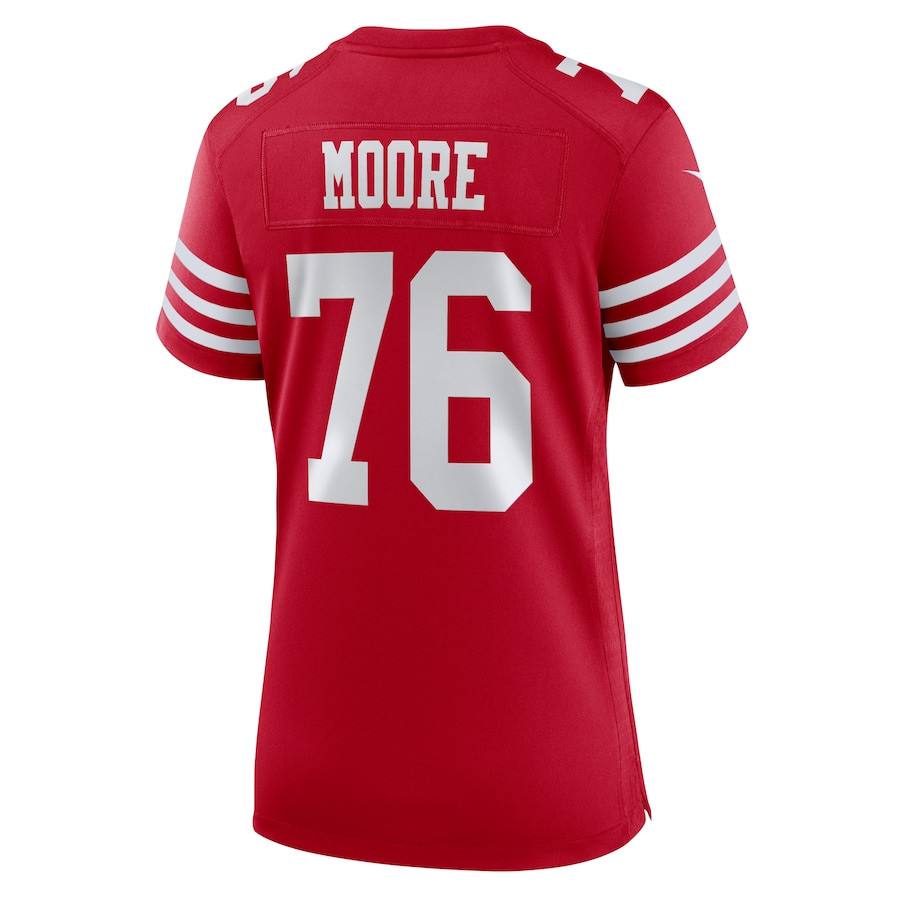 Jaylon Moore 76 San Francisco 49ers Women's Game Jersey - Scarlet JS3261 Saliibo - Image 3