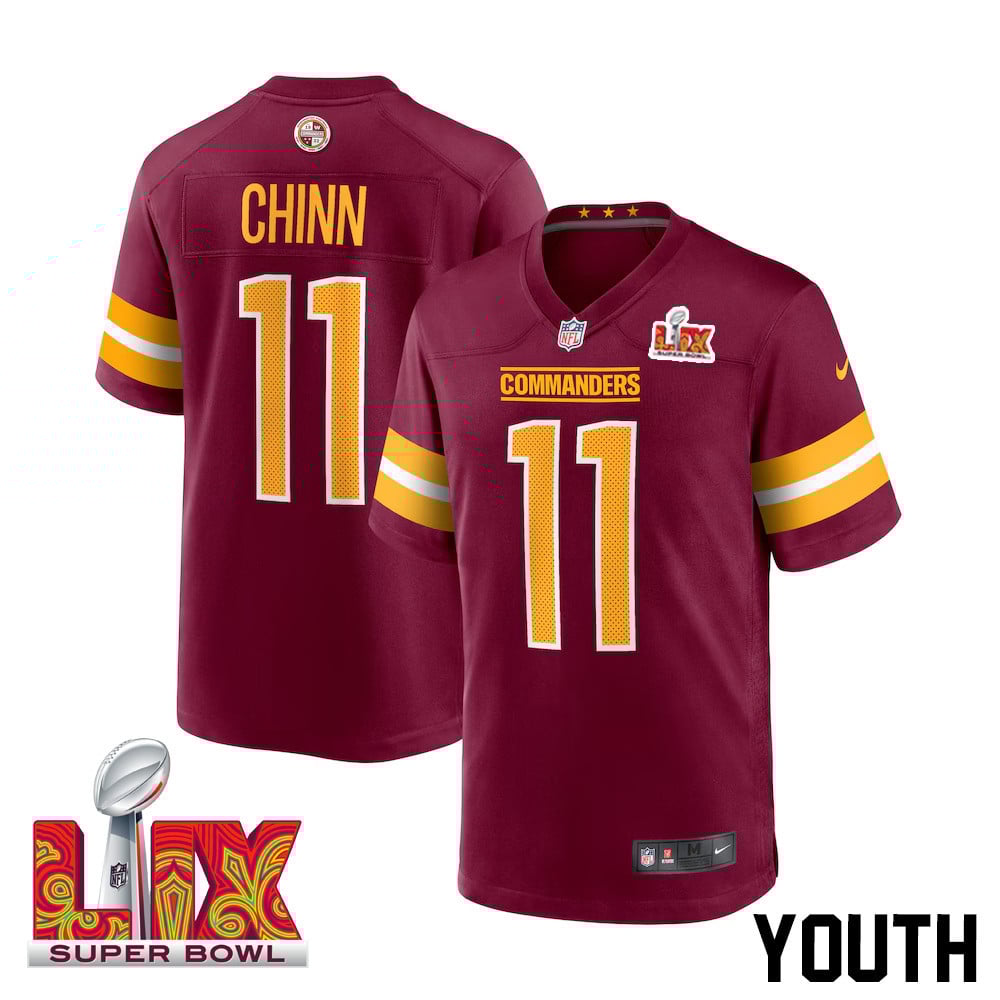 Jeremy Chinn #11 Washington Commanders Super Bowl LIX Youth Jersey - Burgundy JS5449 Saliibo