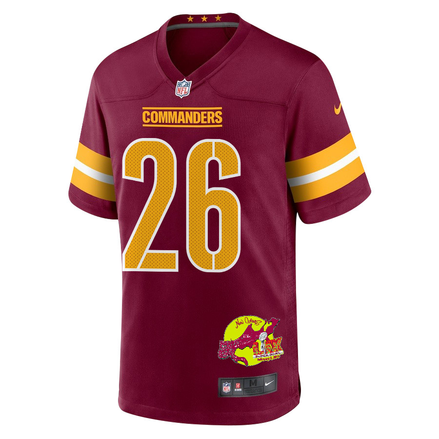Jeremy McNichols 26 Washington Commanders Super Bowl LIX New Orleans Patch Game Men Jersey - Burgundy JS1662 Saliibo - Image 3