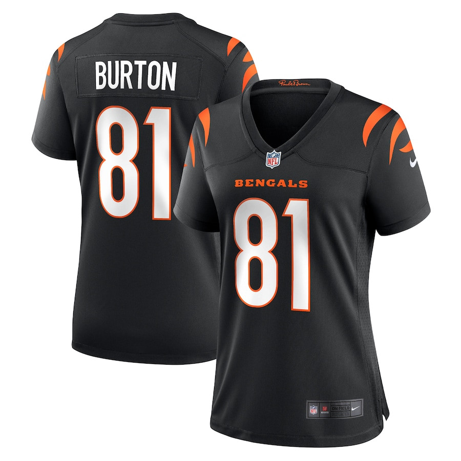 Jermaine Burton 81 Cincinnati Bengals Women's Game Jersey - Black JS2093 Saliibo