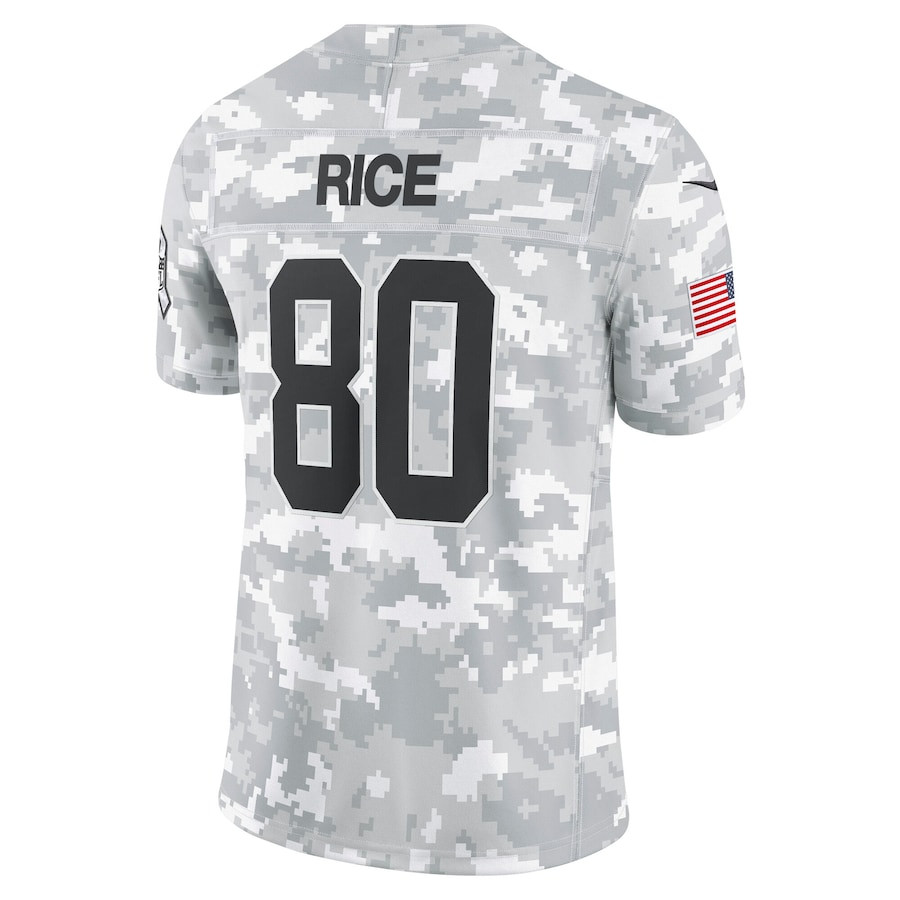 Jerry Rice 80 San Francisco 49ers 2024 Salute to Service Retired Player Limited Men Jersey - Arctic Camo JS1569 Saliibo - Image 3