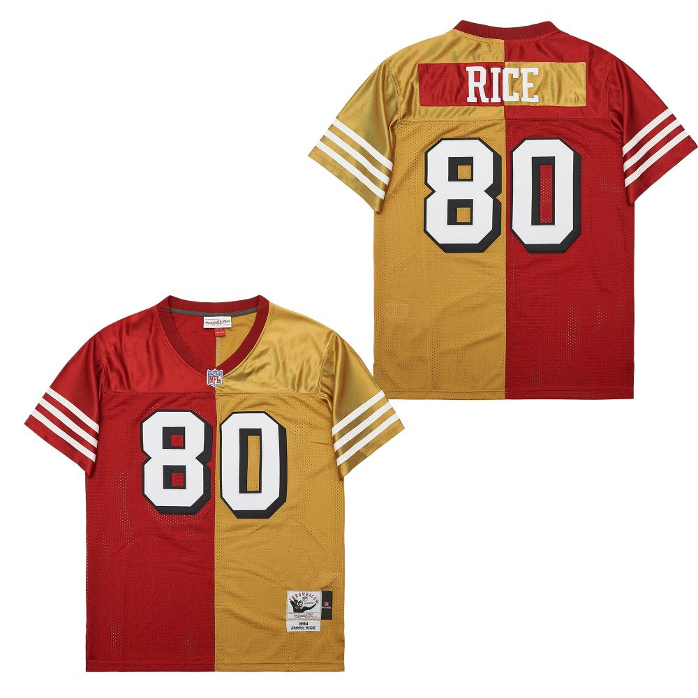Jerry Rice 80 San Francisco 49ers Two-Toned Throwback Men Jersey - Yellow/Red JS3472 Saliibo