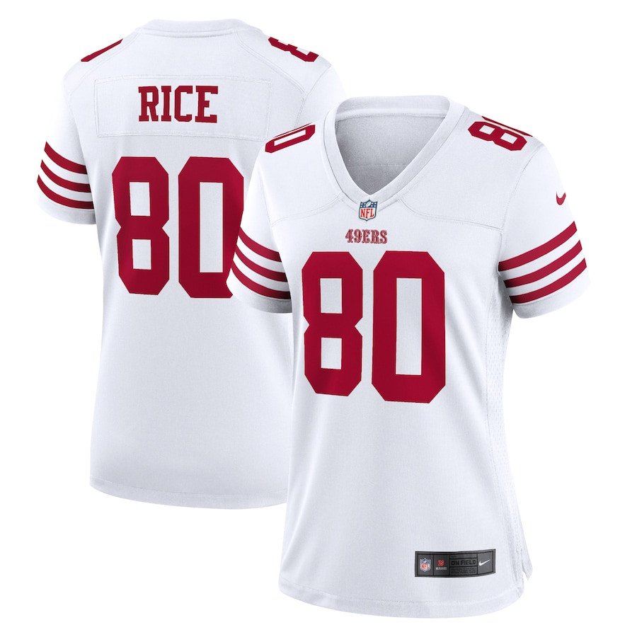 Jerry Rice 80 San Francisco 49ers Women Retired Game Jersey - White JS1627 Saliibo