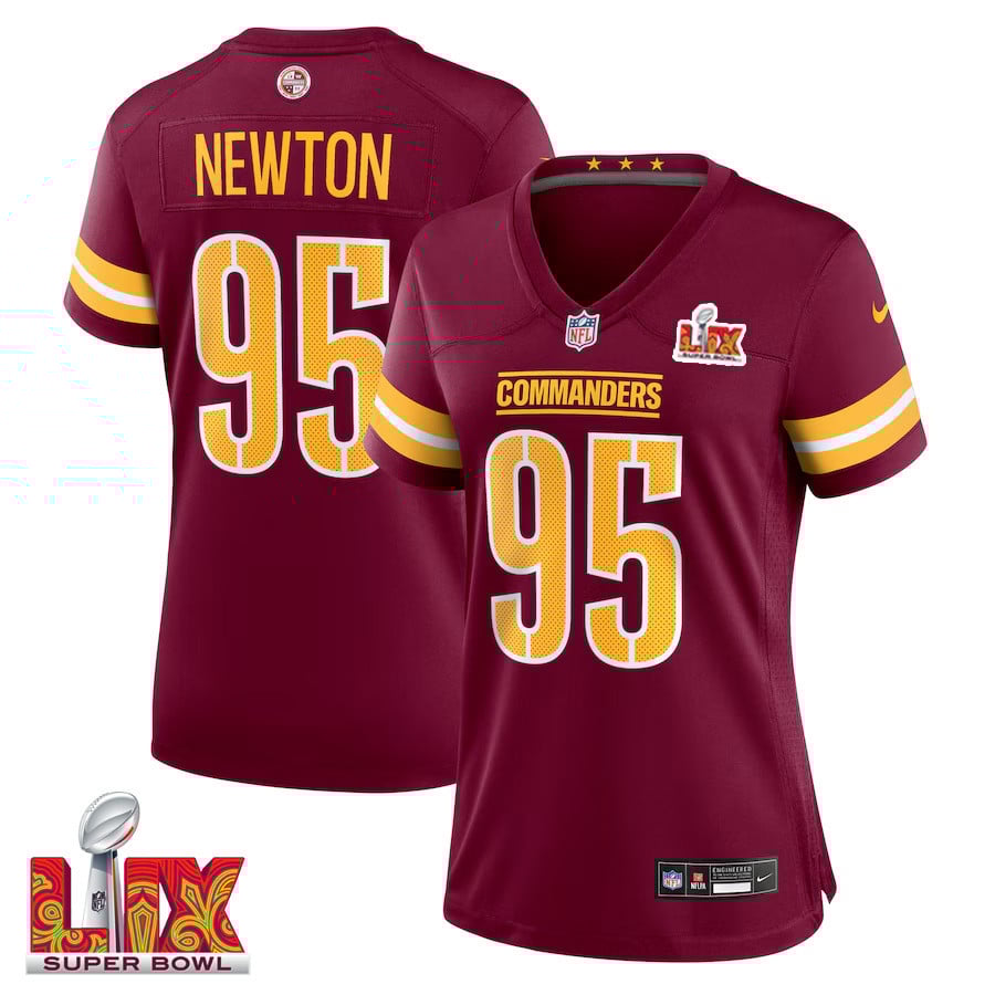 Jer'Zhan Newton #95 Washington Commanders Super Bowl LIX Women's Jersey - Burgundy JS9700 Saliibo
