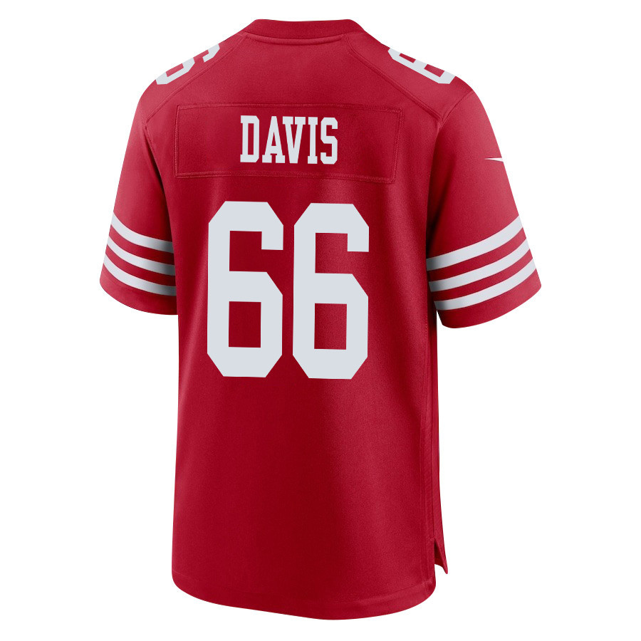 Jesse Davis 66 San Francisco 49ers Super Bowl LVIII Patch Game Men Jersey - Scarlet JS4458 Saliibo - Image 3