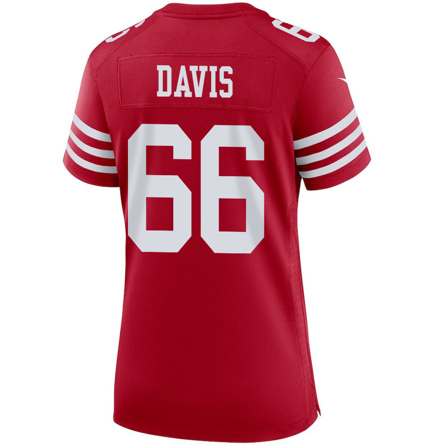 Jesse Davis 66 San Francisco 49ers Super Bowl LVIII Patch Game Women Jersey - Scarlet JS8352 Saliibo - Image 3