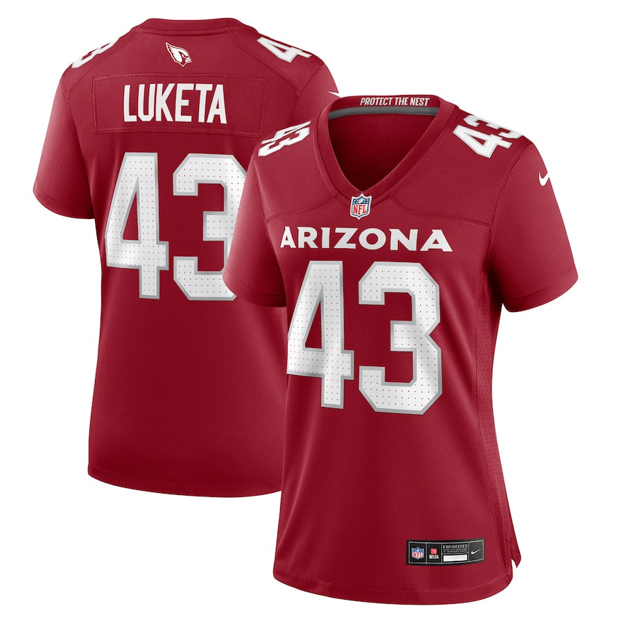 Jesse Luketa 43 Arizona Cardinals Women's Game Jersey - Cardinal JS7677 Saliibo