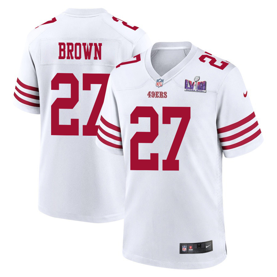 Ji'Ayir Brown 27 San Francisco 49ers Super Bowl LVIII Patch Game Men Jersey - White JS4365 Saliibo