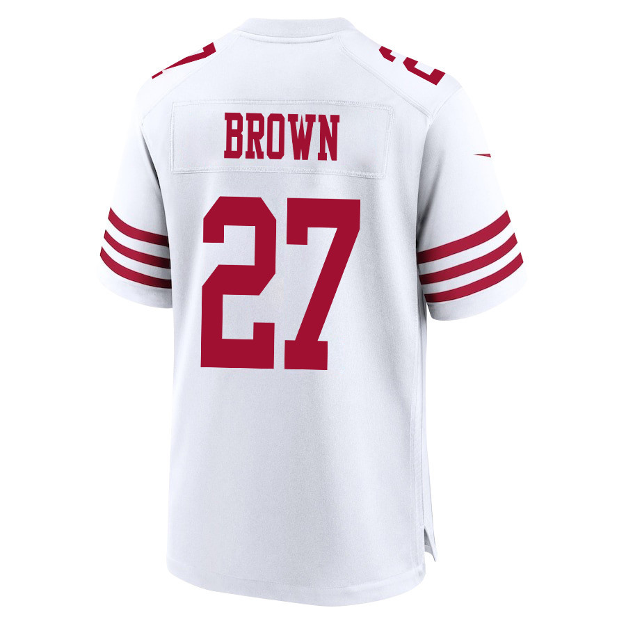 Ji'Ayir Brown 27 San Francisco 49ers Super Bowl LVIII Patch Game Men Jersey - White JS4365 Saliibo - Image 3