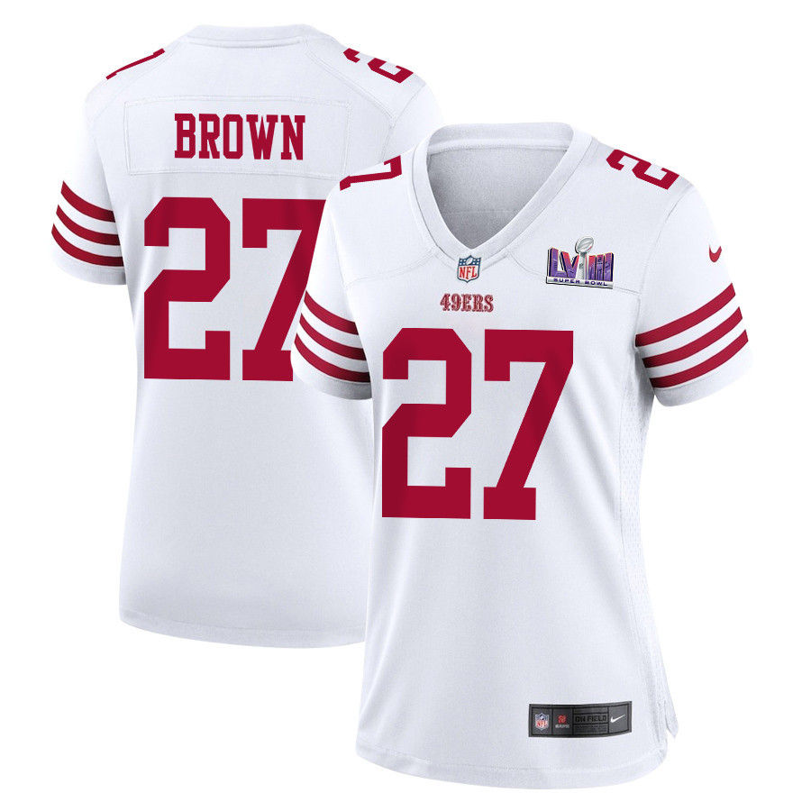 Ji'Ayir Brown 27 San Francisco 49ers Super Bowl LVIII Patch Game Women Jersey - White JS7148 Saliibo