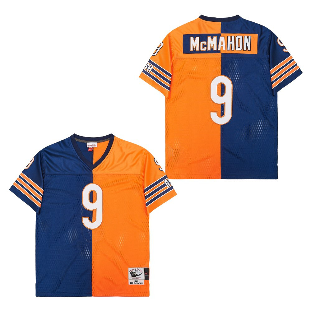 Jim McMahon 9 Chicago Bears Two-Toned Retro Throwback Men Jersey - Orange/Navy JS5141 Saliibo