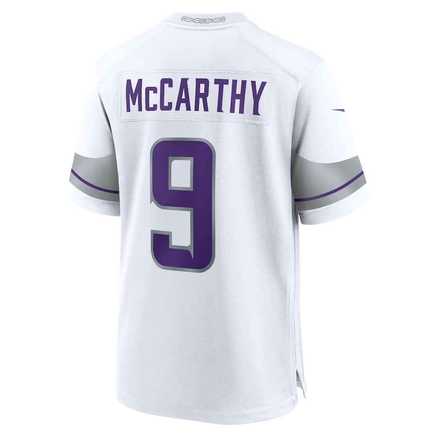J.J. McCarthy 9 Minnesota Vikings Alternate Game Player Men Jersey - White JS7971 Saliibo - Image 3