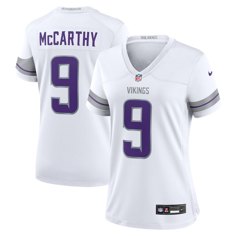 J.J. McCarthy 9 Minnesota Vikings Women's Alternate Game Player Jersey - White JS2254 Saliibo