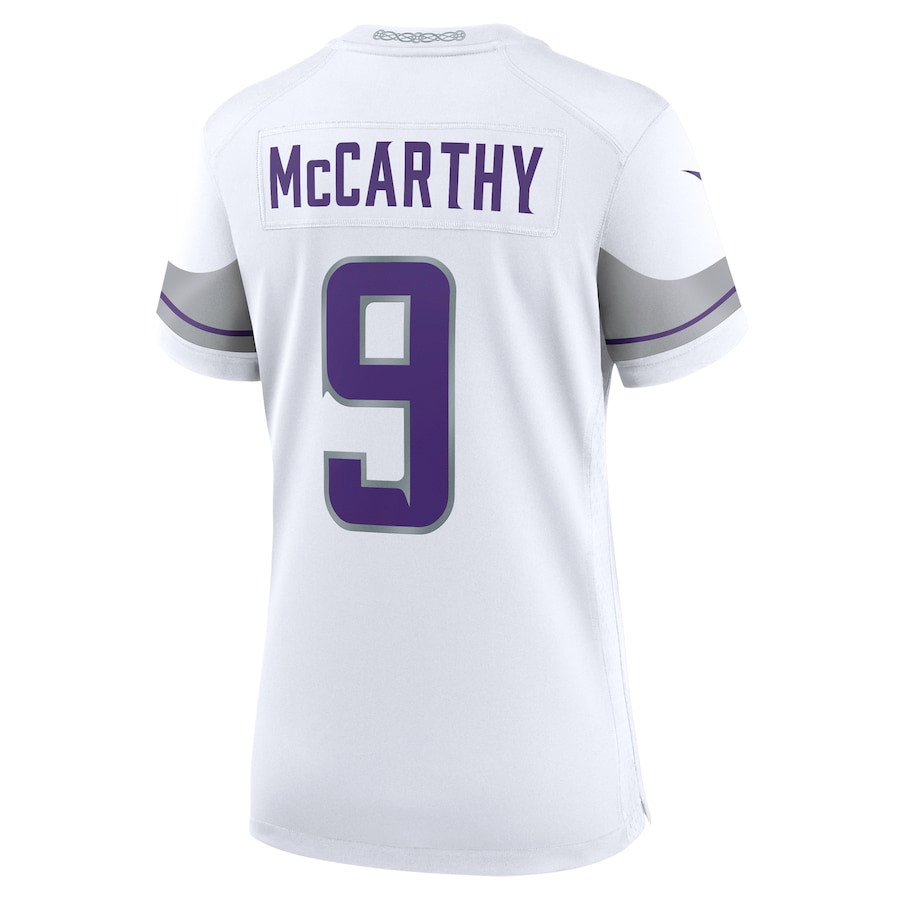 J.J. McCarthy 9 Minnesota Vikings Women's Alternate Game Player Jersey - White JS2254 Saliibo - Image 3