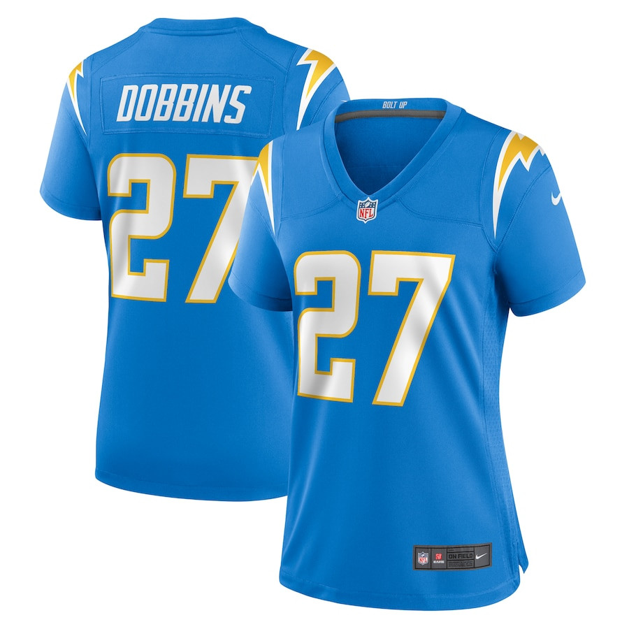 J.K. Dobbins 27 Los Angeles Chargers Team Game Women Jersey - Powder Blue JS8801 Saliibo