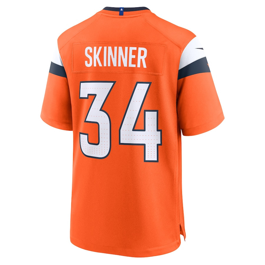 JL Skinner 34 Denver Broncos Team Game Men Jersey - Orange JS3478 Saliibo - Image 3