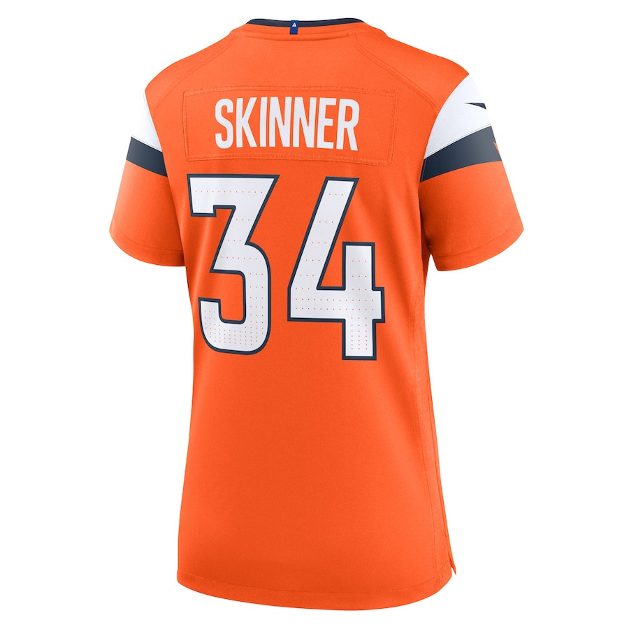 JL Skinner 34 Denver Broncos Women Team Game Jersey - Orange JS9414 Saliibo - Image 3