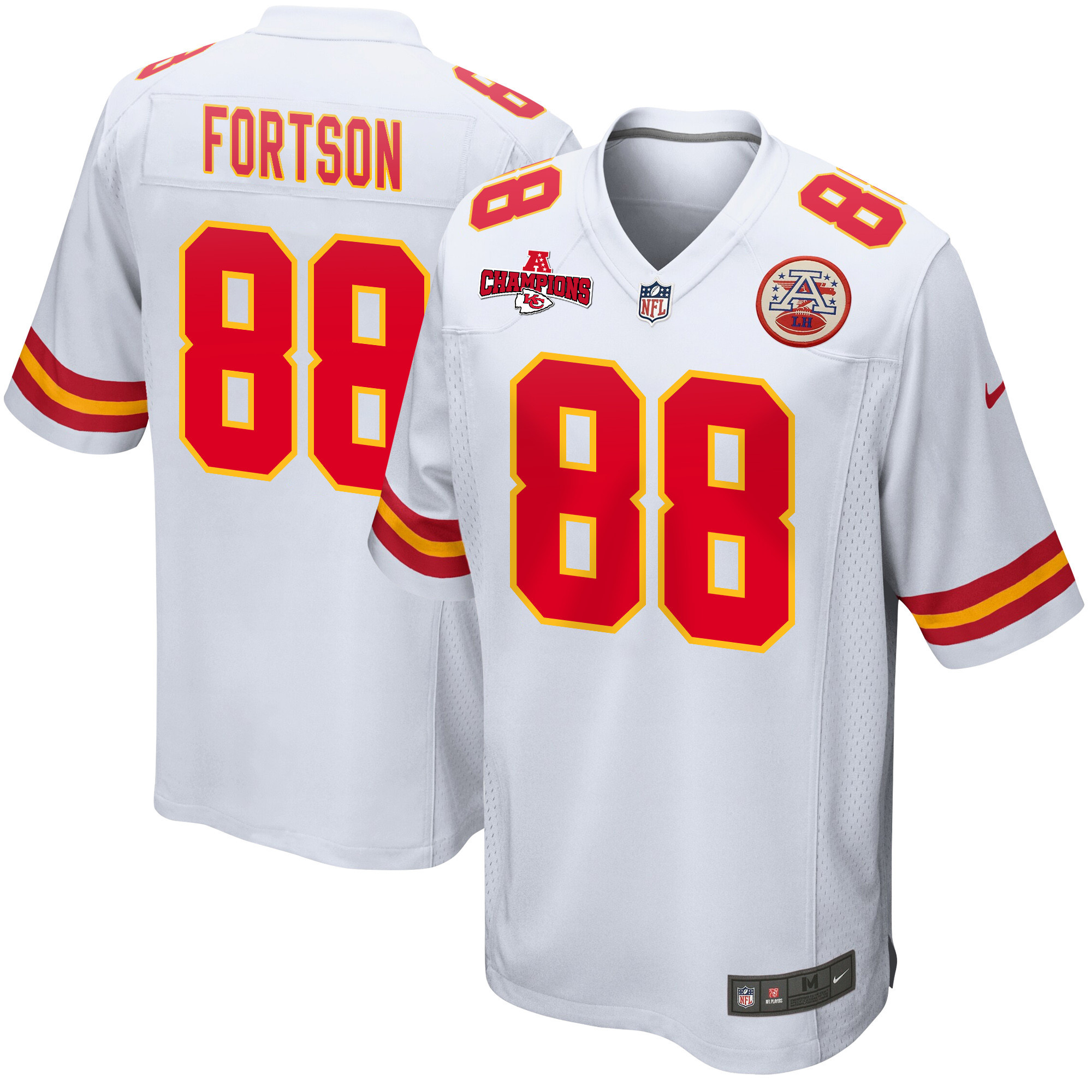 Jody Fortson 88 Kansas City Chiefs AFC Champions Patch Game Men Jersey - White JS9052 Saliibo