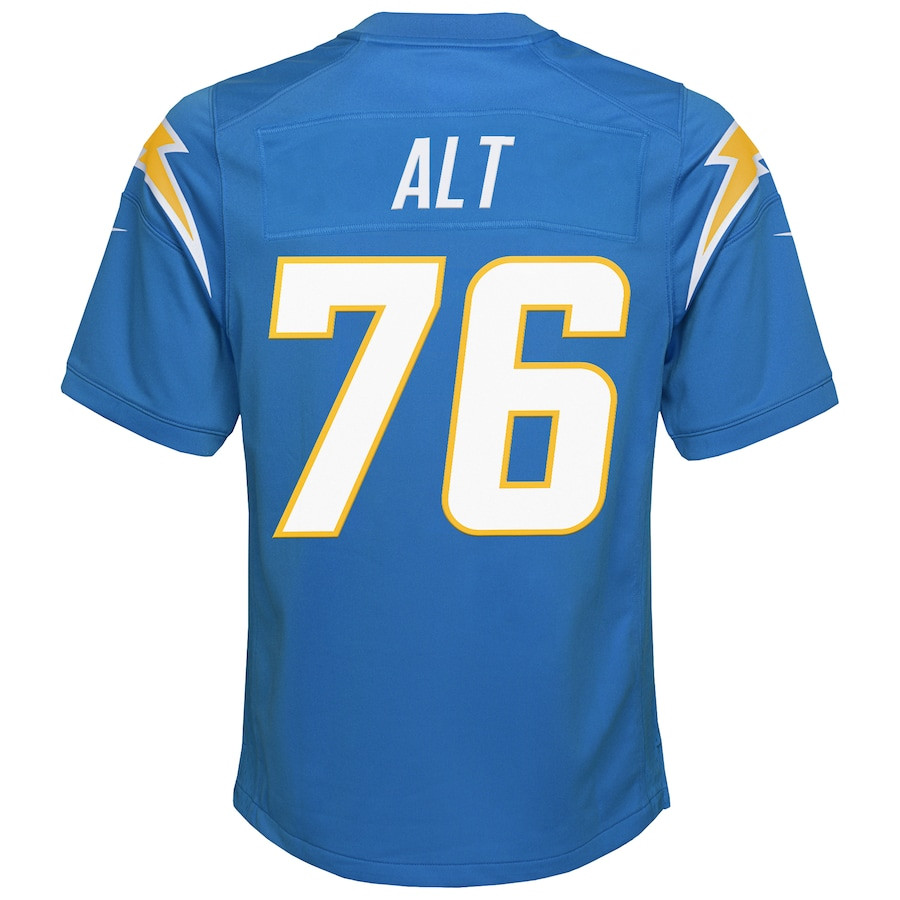 Joe Alt 76 Los Angeles Chargers YOUTH Player Game Jersey - Powder Blue JS5455 Saliibo - Image 3