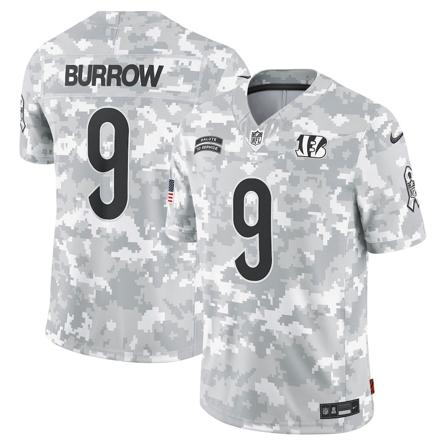 Joe Burrow 9 Cincinnati Bengals 2024 Salute to Service Limited Men Jersey - Arctic Camo JS2857 Saliibo