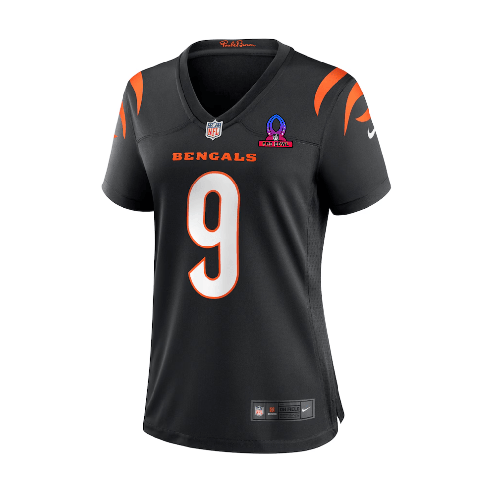 Joe Burrow 9 Cincinnati Bengals 2025 Pro Bowl Patch Women Game Jersey - Black JS8434 Saliibo - Image 3
