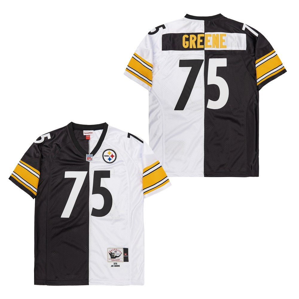 Joe Greene 75 Pittsburgh Steelers Two-Toned Retro Throwback Men Jersey - Black/White JS6159 Saliibo
