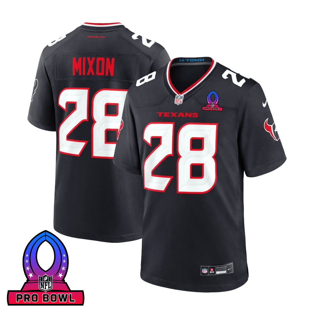 Joe Mixon 28 Houston Texans 2025 Pro Bowl Patch Game Men Jersey - Navy JS2545 Saliibo