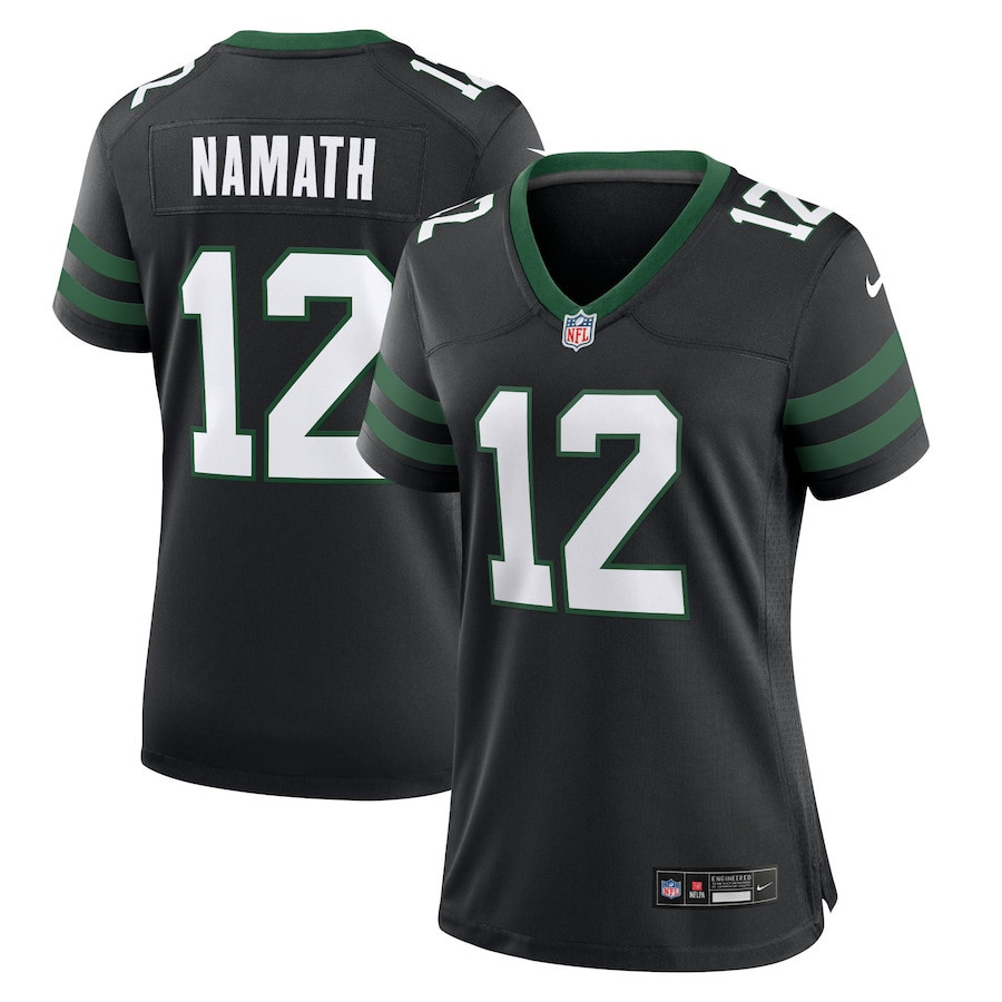 Joe Namath 12 New York Jets Alternate Game Jersey - Women, Black JS6142 Saliibo