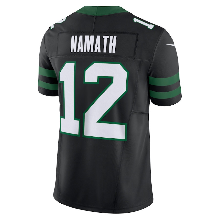 Joe Namath 12 New York Jets Alternate Vapor F.U.S.E. Limited Jersey - Men, Legacy Black JS9646 Saliibo - Image 3