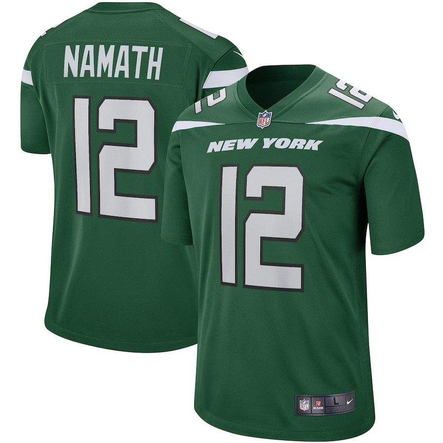 Joe Namath 12 New York Jets Men Game Retired Jersey - Gotham Green JS4703 Saliibo