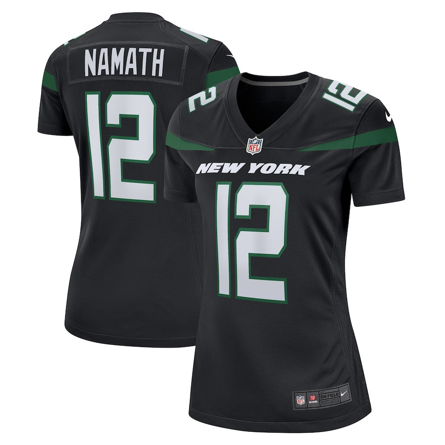 Joe Namath 12 New York Jets Women Retired Jersey - Black JS5792 Saliibo