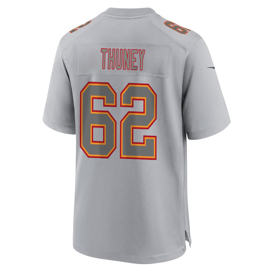 Joe Thuney 62 Kansas City Chiefs Super Bowl LVIII Champions 4 Stars Patch Atmosphere Fashion Game Men Jersey - Gray JS6330 Saliibo - Image 3