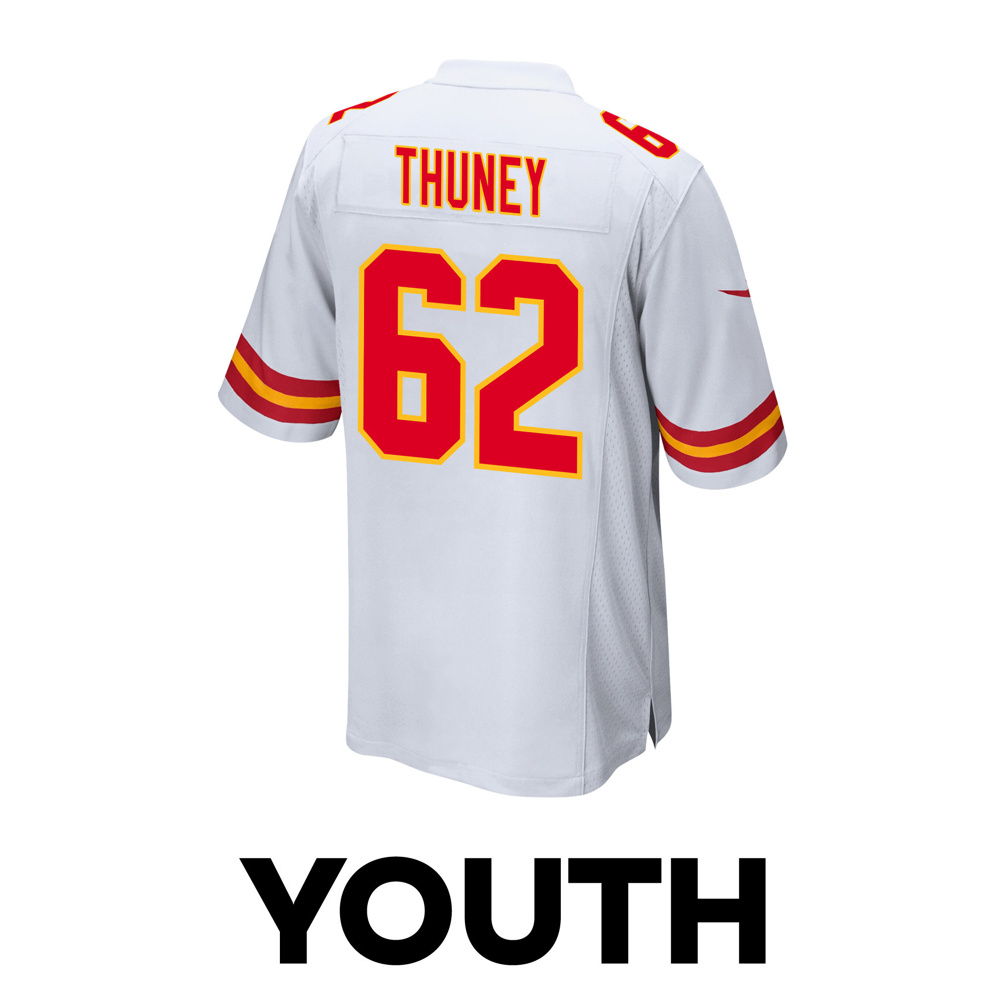 Joe Thuney 62 Kansas City Chiefs Super Bowl LVIII Champions 4X Game YOUTH Jersey - White JS3922 Saliibo - Image 3