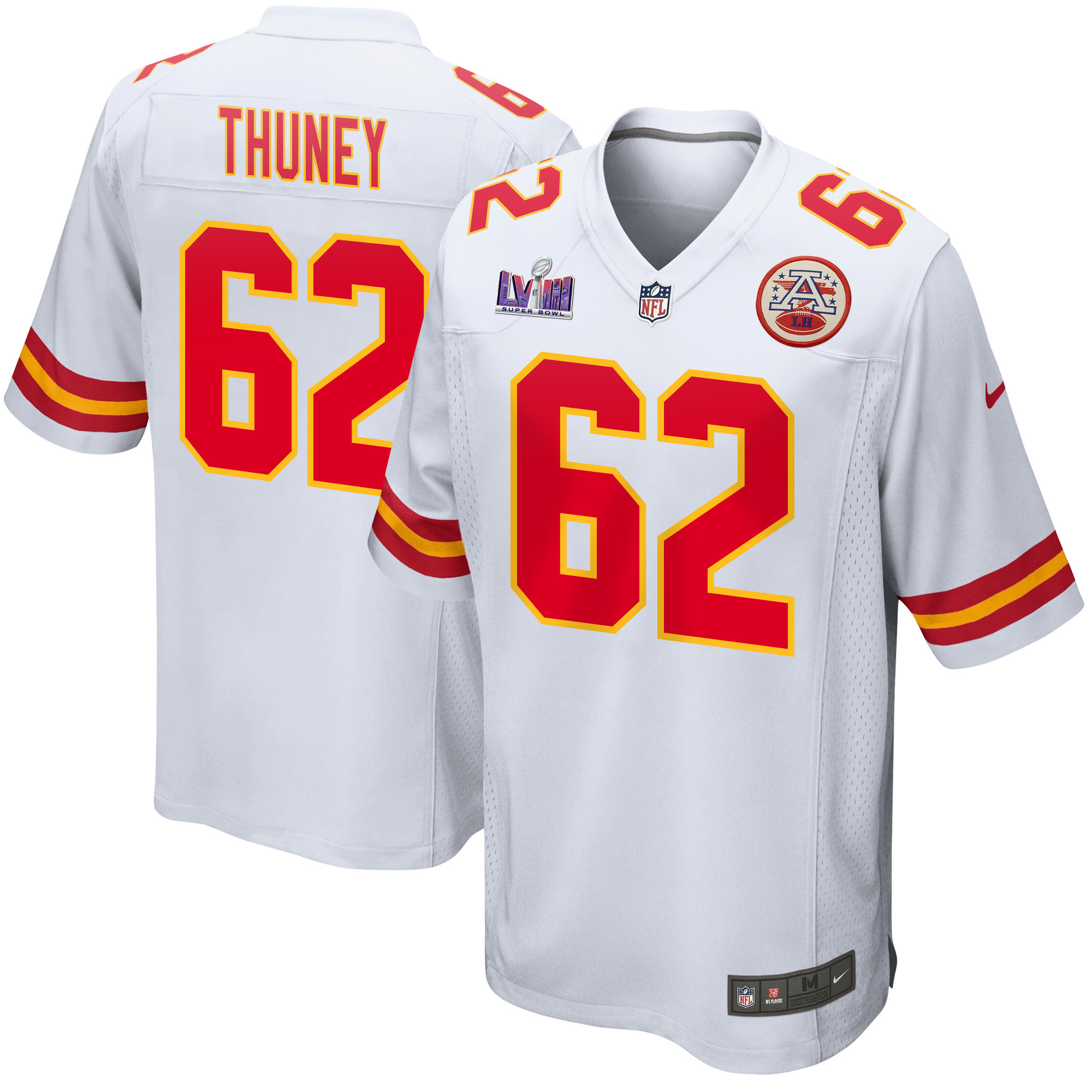Joe Thuney 62 Kansas City Chiefs Super Bowl LVIII Patch Game Men Jersey - White JS9095 Saliibo
