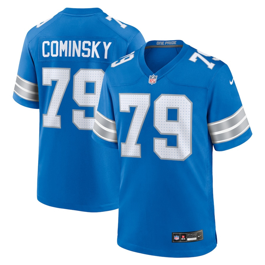John Cominsky 79 Detroit Lions Team Game Men Jersey - Blue JS4534 Saliibo