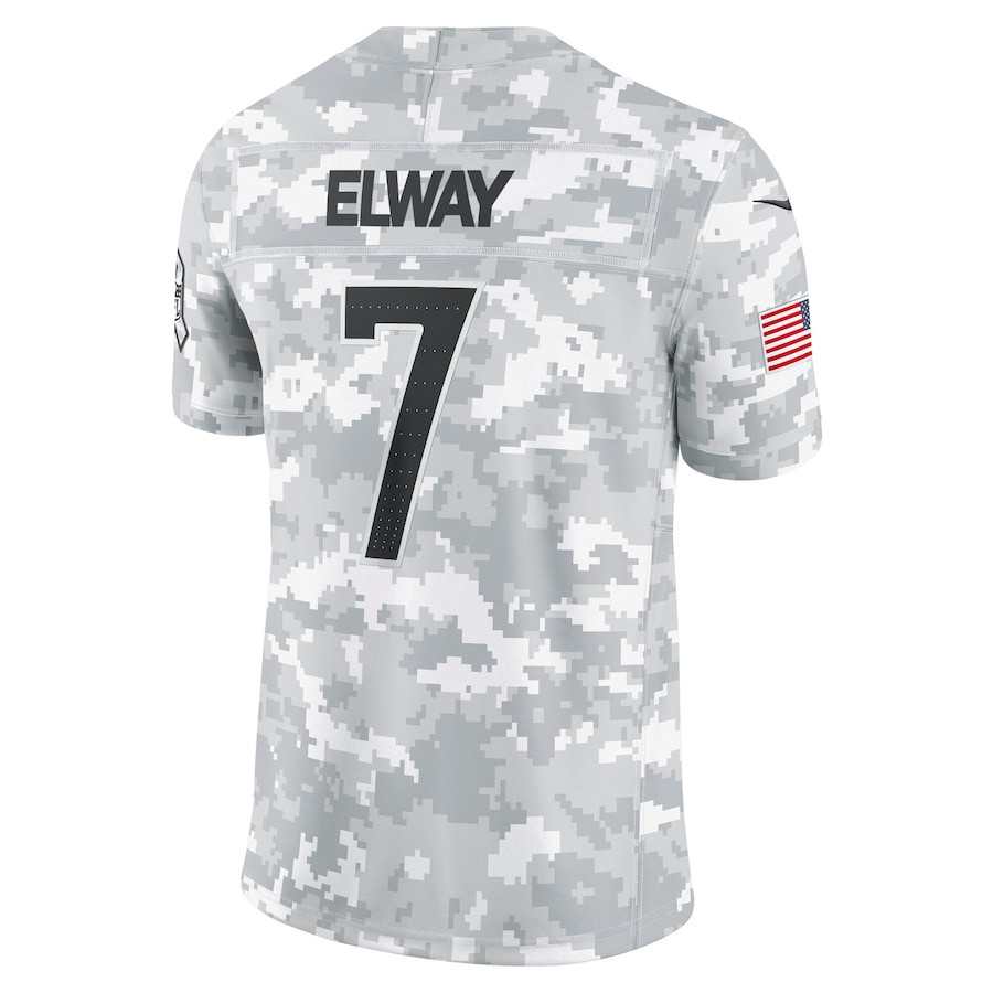 John Elway 7 Denver Broncos 2024 Salute to Service Retired Player Limited Men Jersey - Arctic Camo JS7390 Saliibo - Image 3